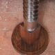 Vintage column, press screw column, wooden saddle, turned wooden foot