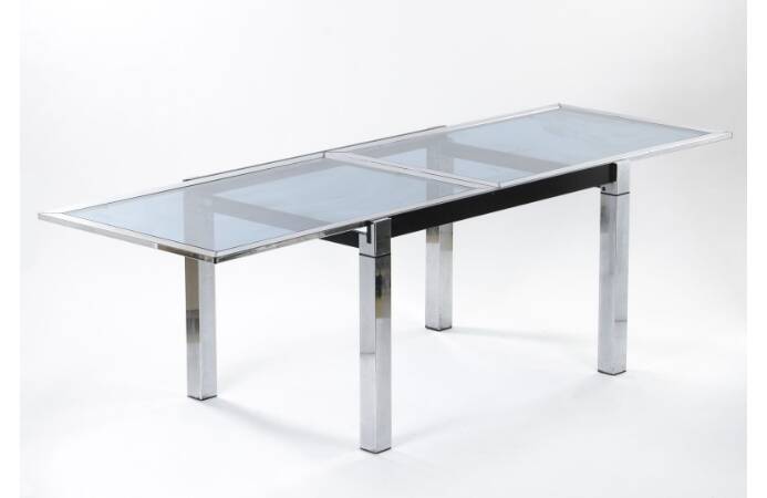 Smoked glass table with chromed metal legs La Metal ARREDO - Milano