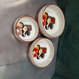 3 ceramic illustration Guy Mocquet for the secours populaire vintage 70's