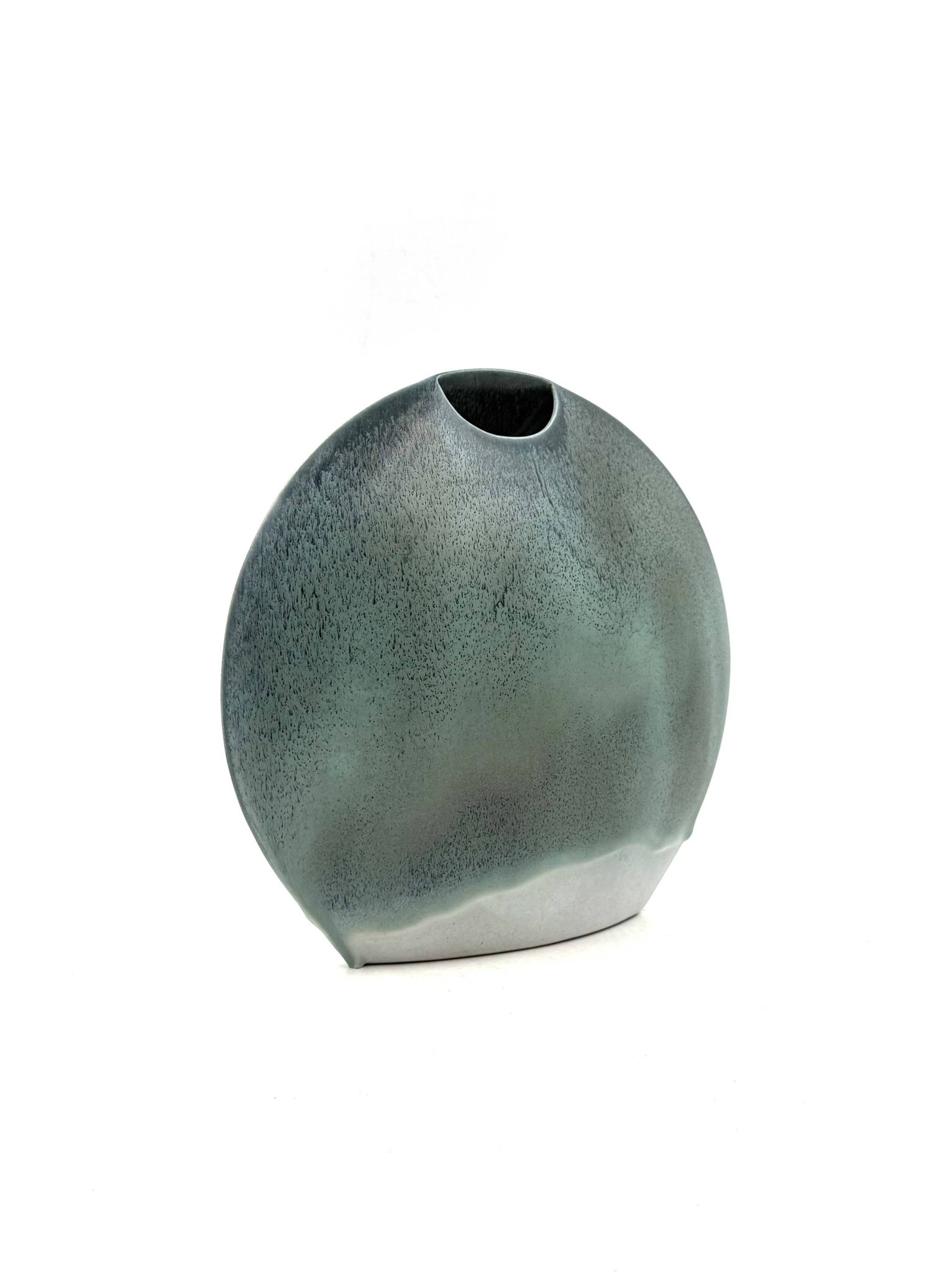 Mid-century modern blue ceramic solifleur vase, France 1970