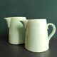 Set of two vintage French jugs in aquamarine blue