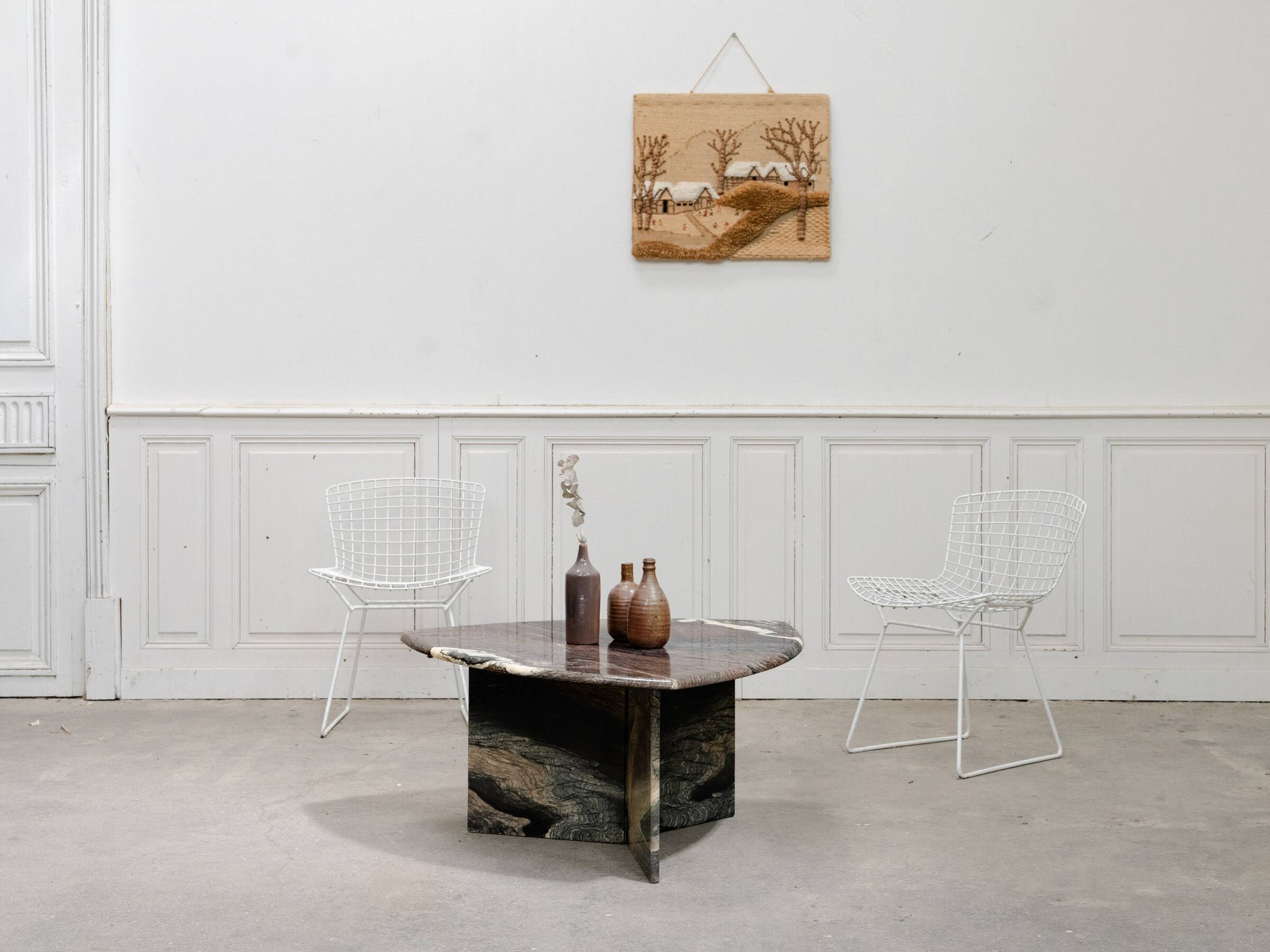 Vintage coffee table in Cipollino marble, 1970.