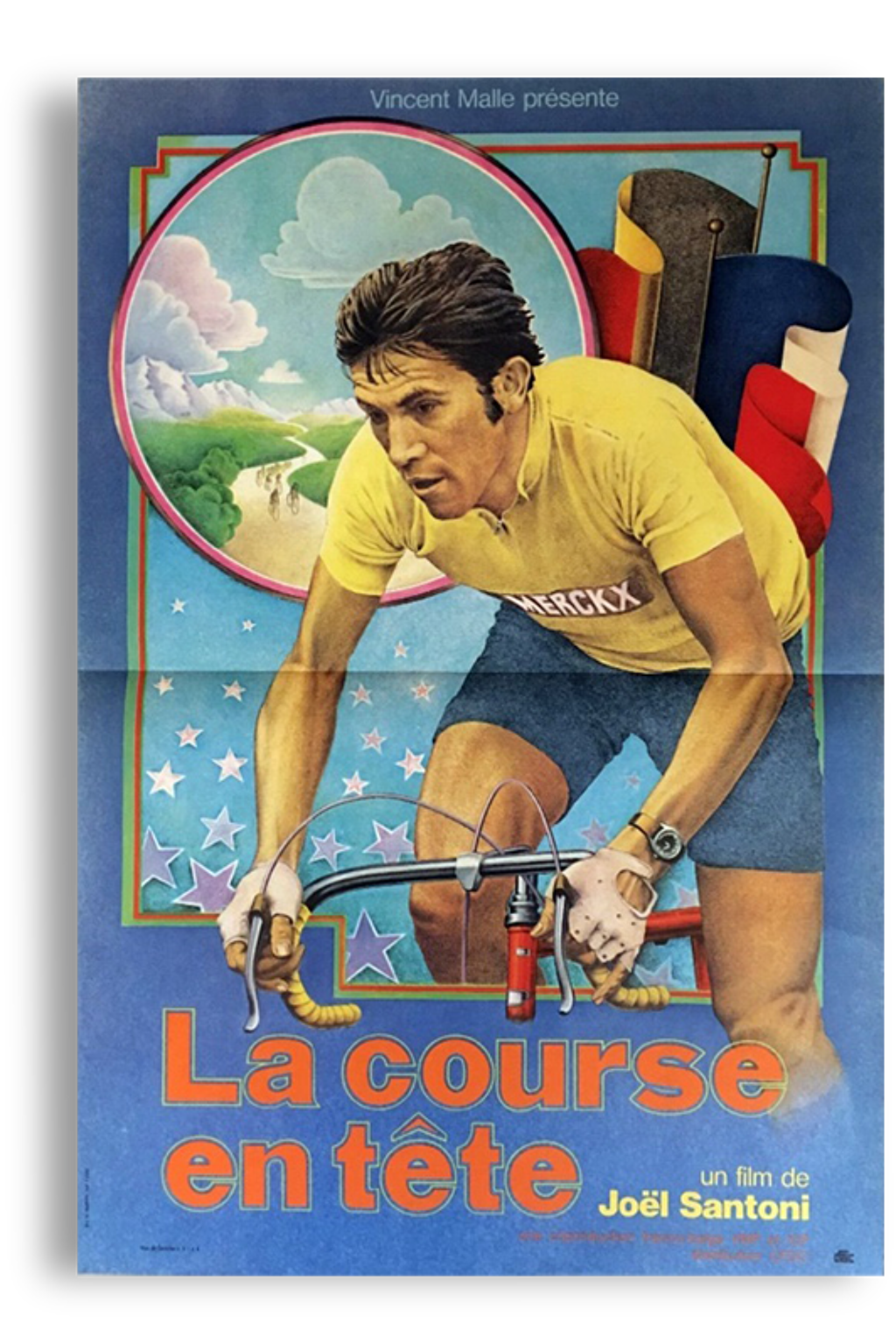 La course en tête,affiche 1973.40x60 cm.course vélo,eddy Merckx Selency