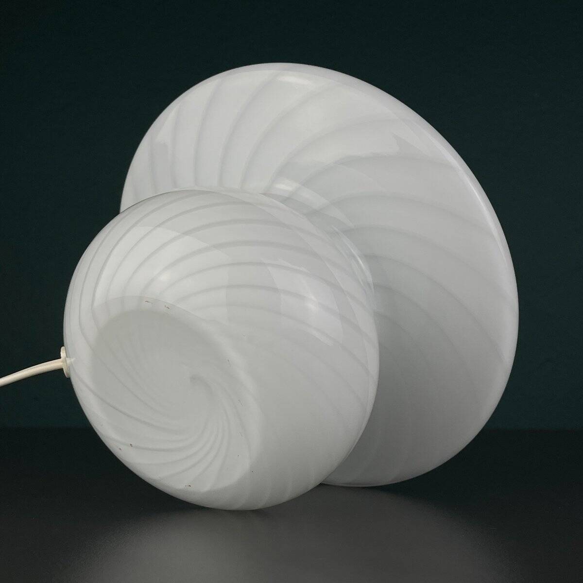 Vintage Murano glass table lamp in a swirling mushroom shape, Italy, 1970s.