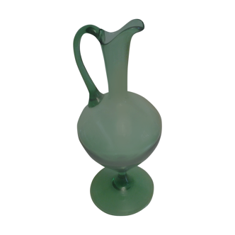 Vintage artisanal glass ewer vase