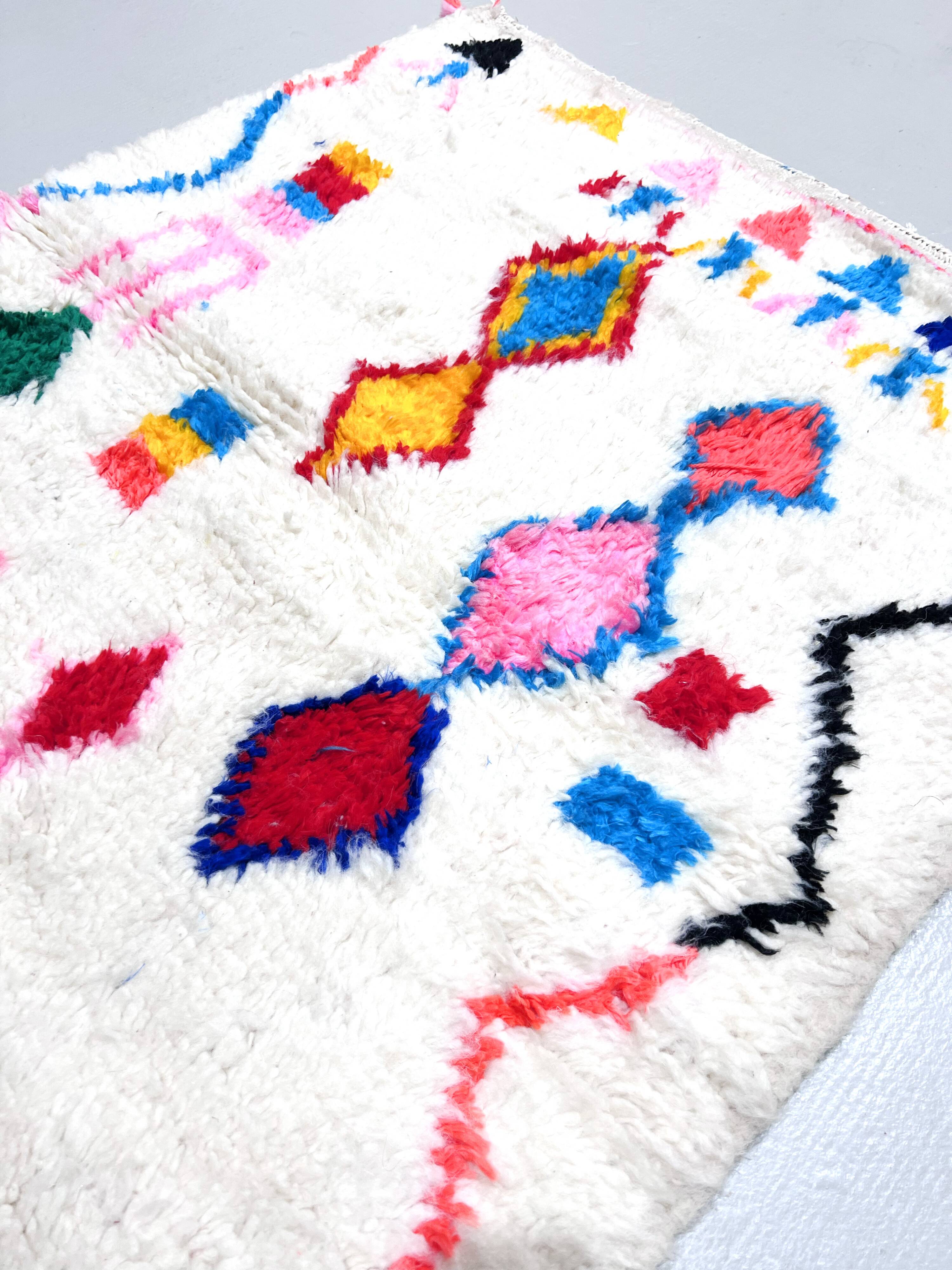 Moroccan Berber Azilal rug with colorful patterns, 1.40x0.98m