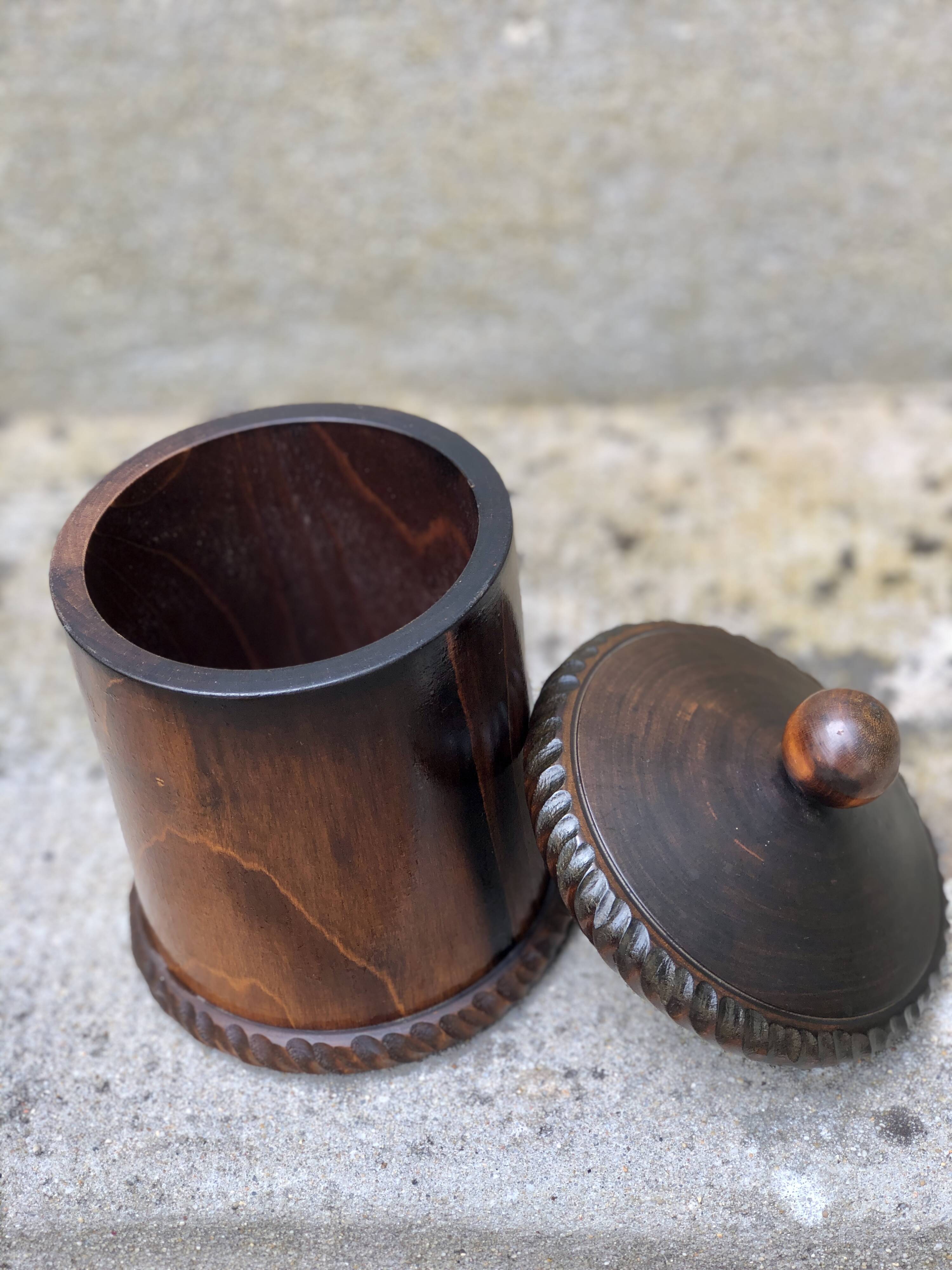 wooden storage box or jar