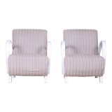 Original pair of white art deco beech armchairs, czechia, 1930s