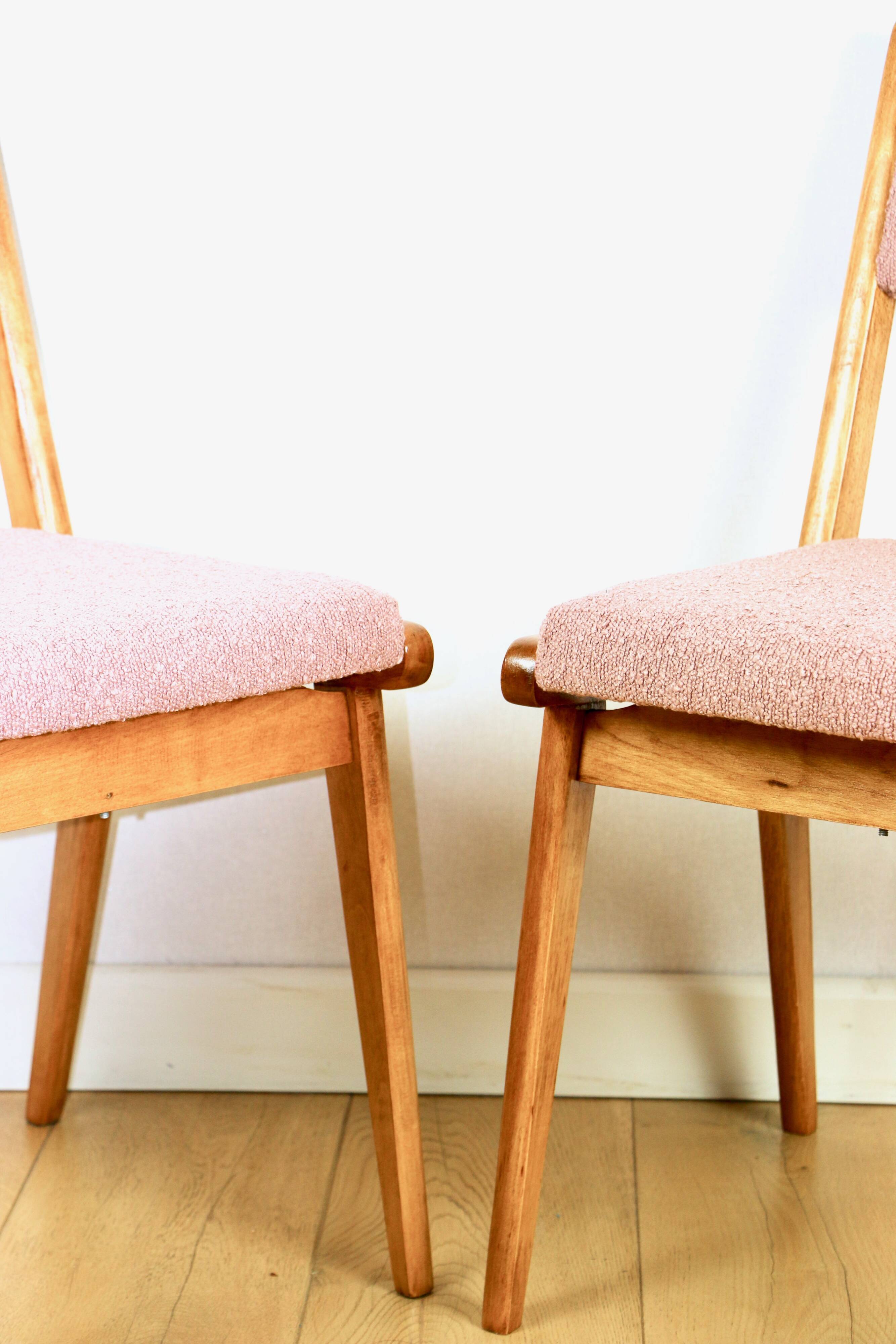 Vintage fuchsia boucle chairs - set of 6