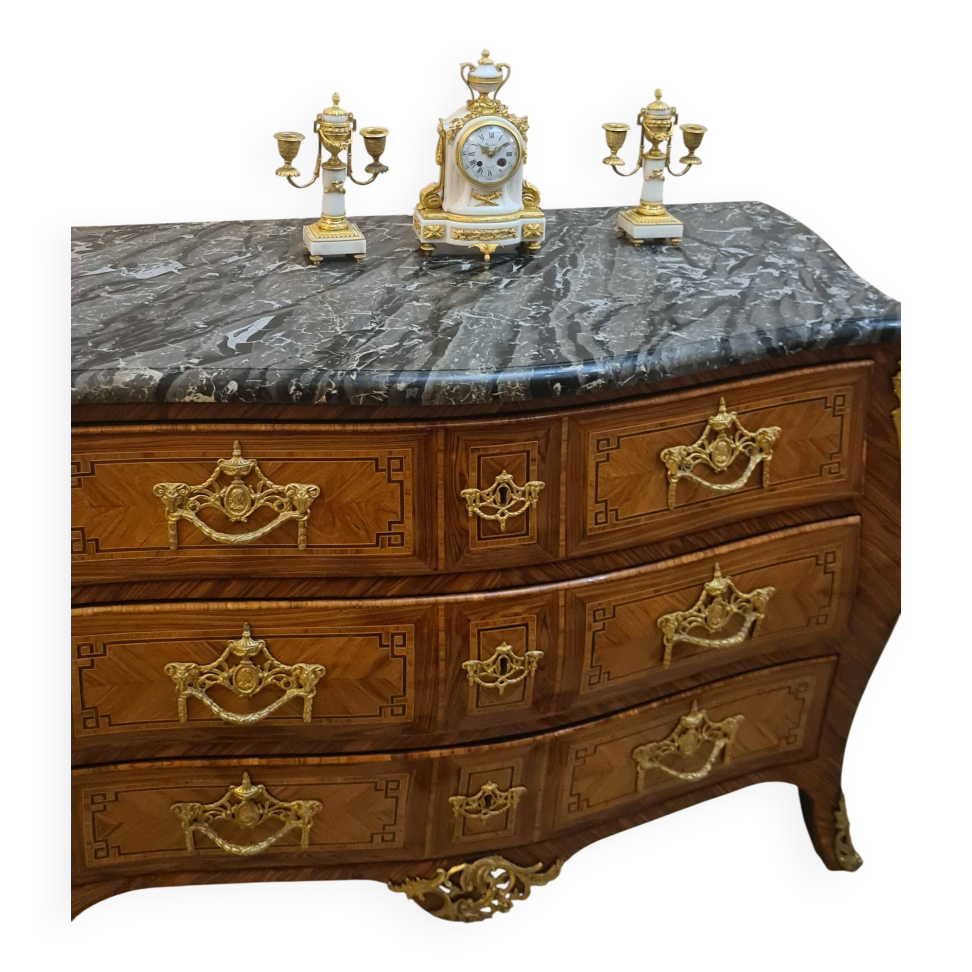 Fireplace set signed Planchon, 19th century