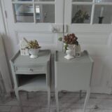 Bedside tables, end tables, beautiful invoices re-enchanted in verdigris waxed finish.