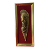 Painting "Madonna and Child" in bronze signed Mermet (signature on the bottom) on velvet background