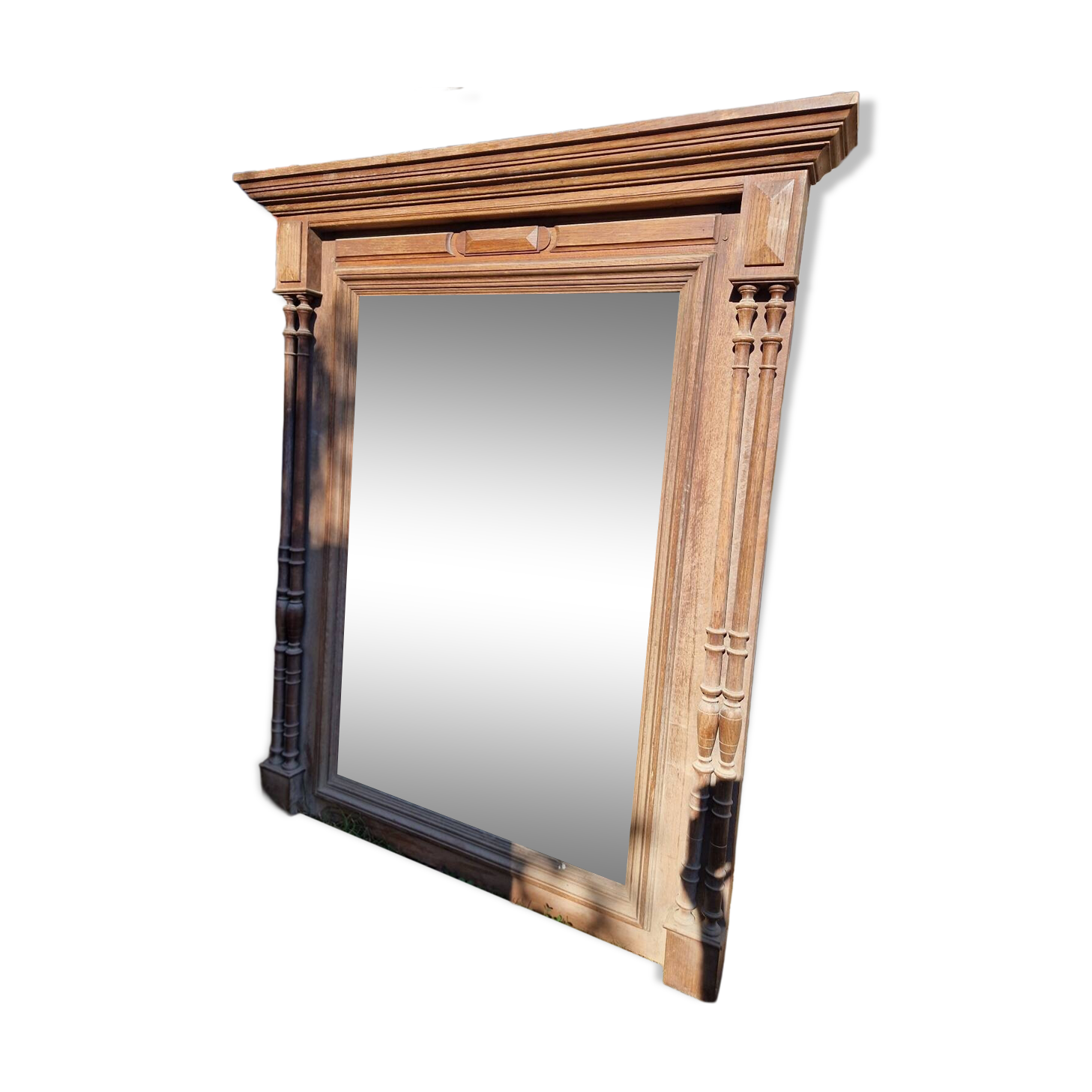 Antique oak trumeau mirror