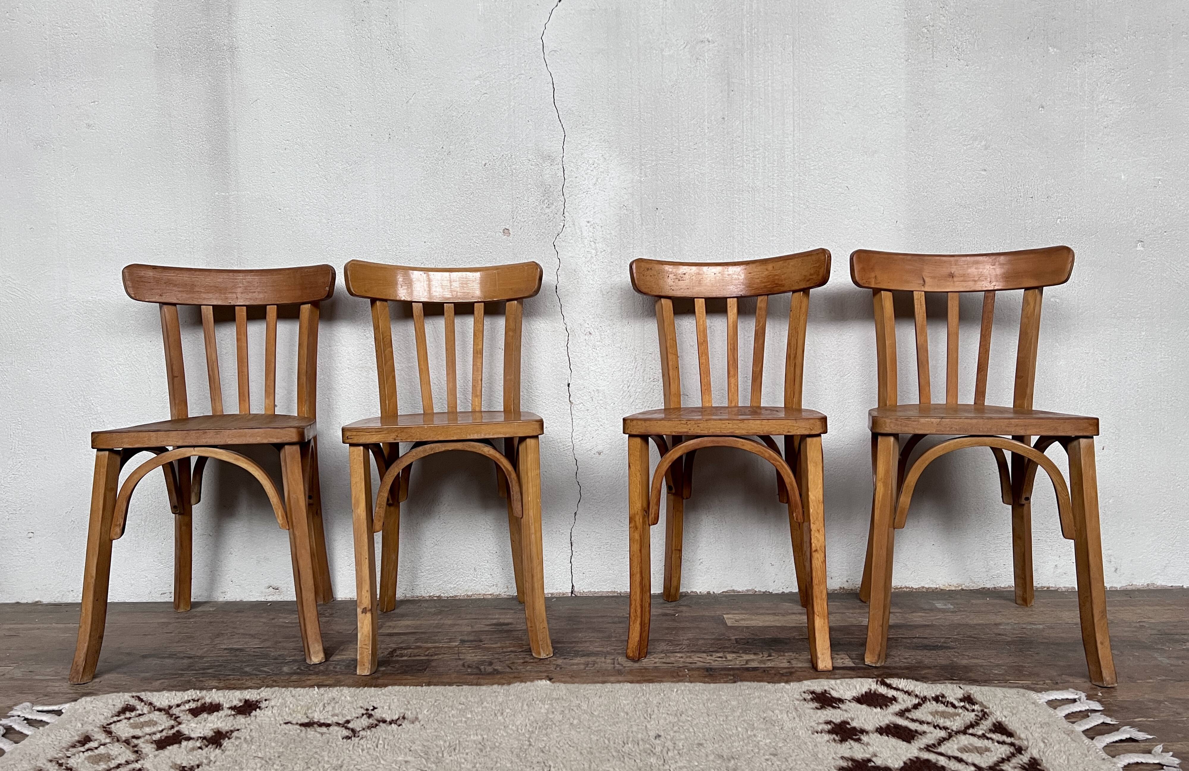 Série 4 chaises en bois  1950