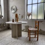 Octagonal travertine coffee table