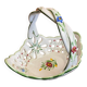 Vintage white openwork ceramic basket with flower decoration for lancel