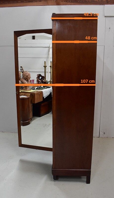 Wardrobe, walnut and mahogany, art deco - 1930 / 1940