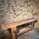 Antique French carpenter's workbench in oak and beech, circa 1900
