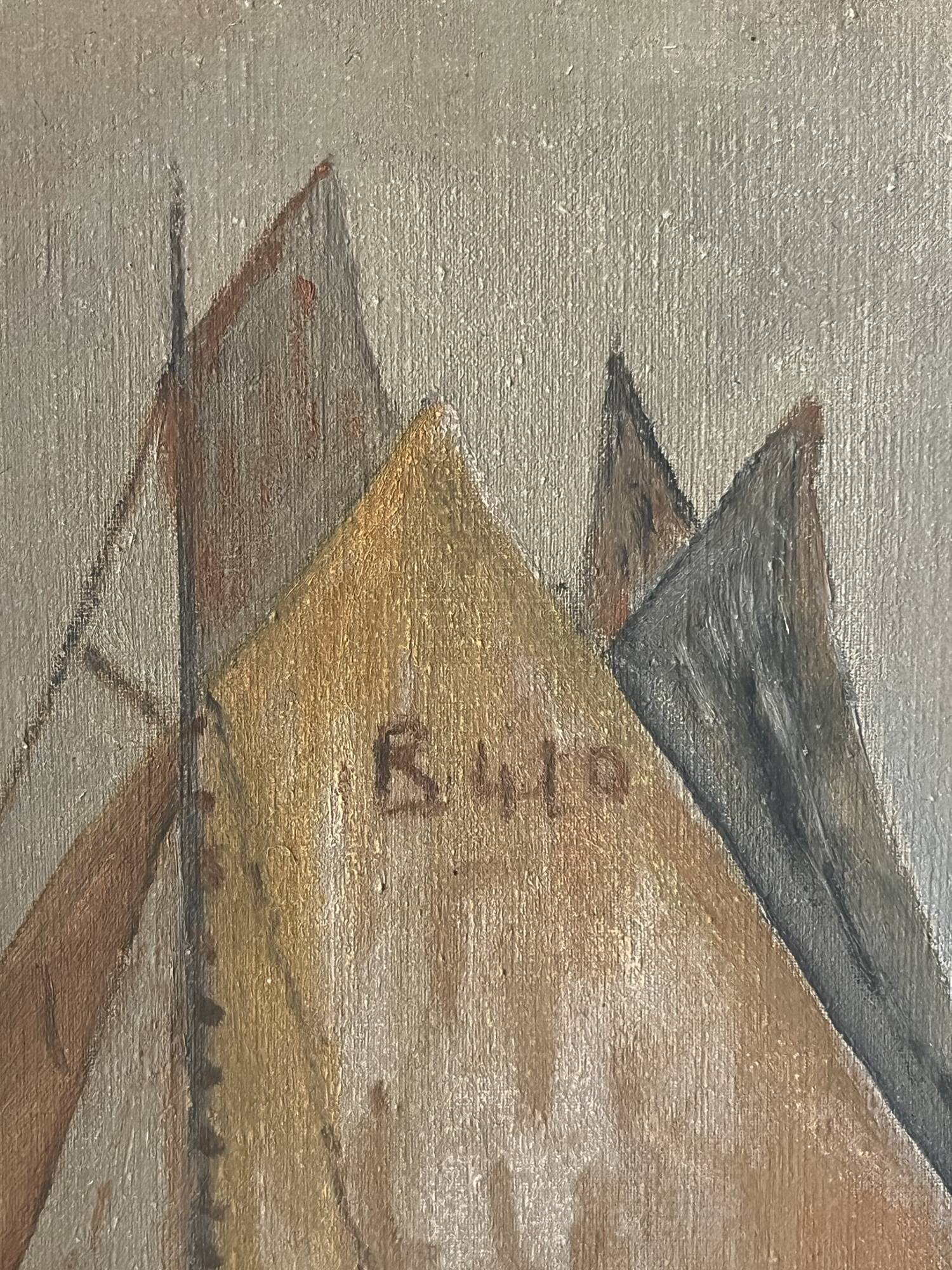 Huile sur toile bateau de pêcheurs
