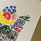 Bouquet de fleurs au pastel sec sur papier illustration originale