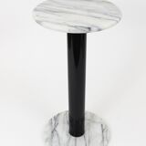 Postmodern pedestal table / plant stand in white Carrara marble, Italy, 1980s