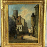 Oil on panel table from the early 19th century