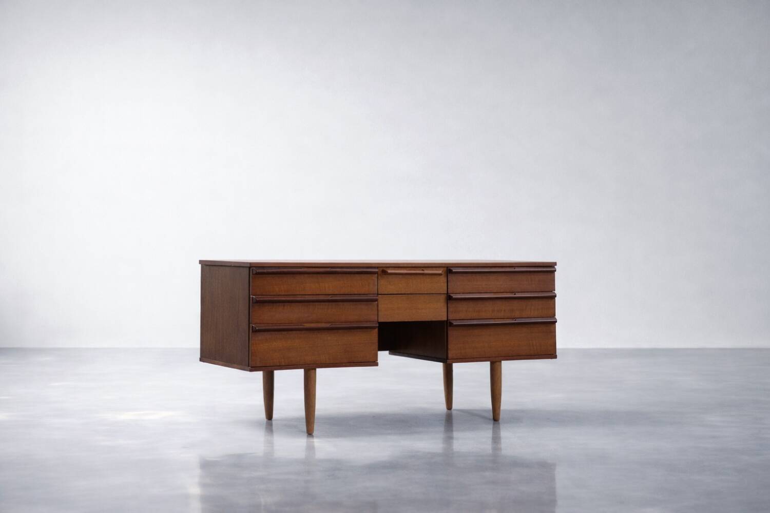 Vintage Mid-Century Modern Brown Teak Desk, 1960s