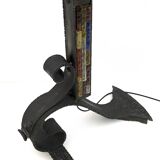 Poliarte Brutalist Italian Wrought Iron and Color Raw Glass Floor Lamp, 60