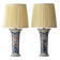 Vintage Belgian Delft Style Table Lamps by Boch with Brass Elements, 1950-1970, New Shades