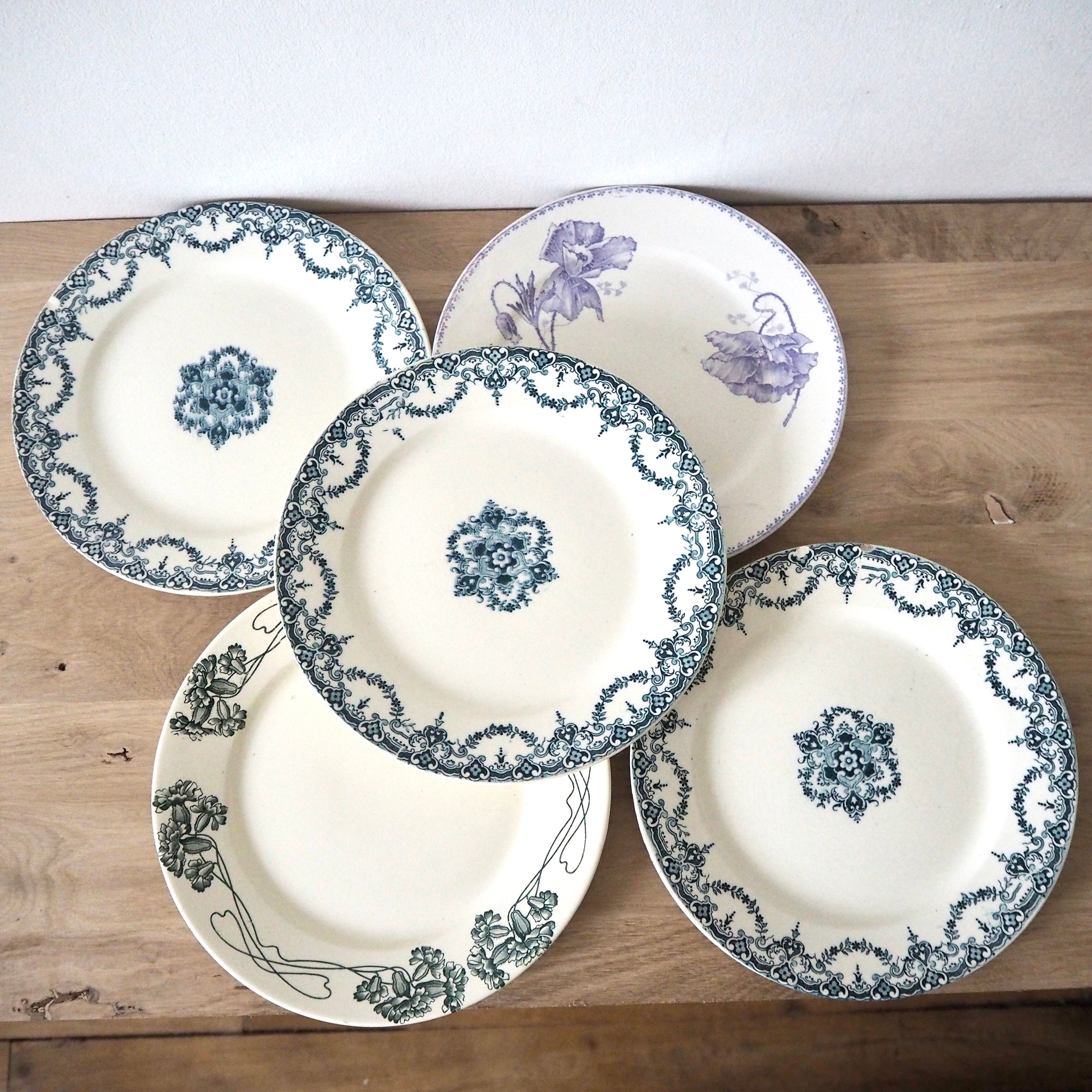Set de 5 assiettes dépareillées Terre de Fer
