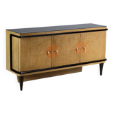 Buffet vintage en bois, laiton et verre, design Italie années 1940