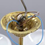 Art Deco six-light chandelier in chrome, brass and opaline glass