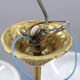 Art Deco six-light chandelier in chrome, brass and opaline glass
