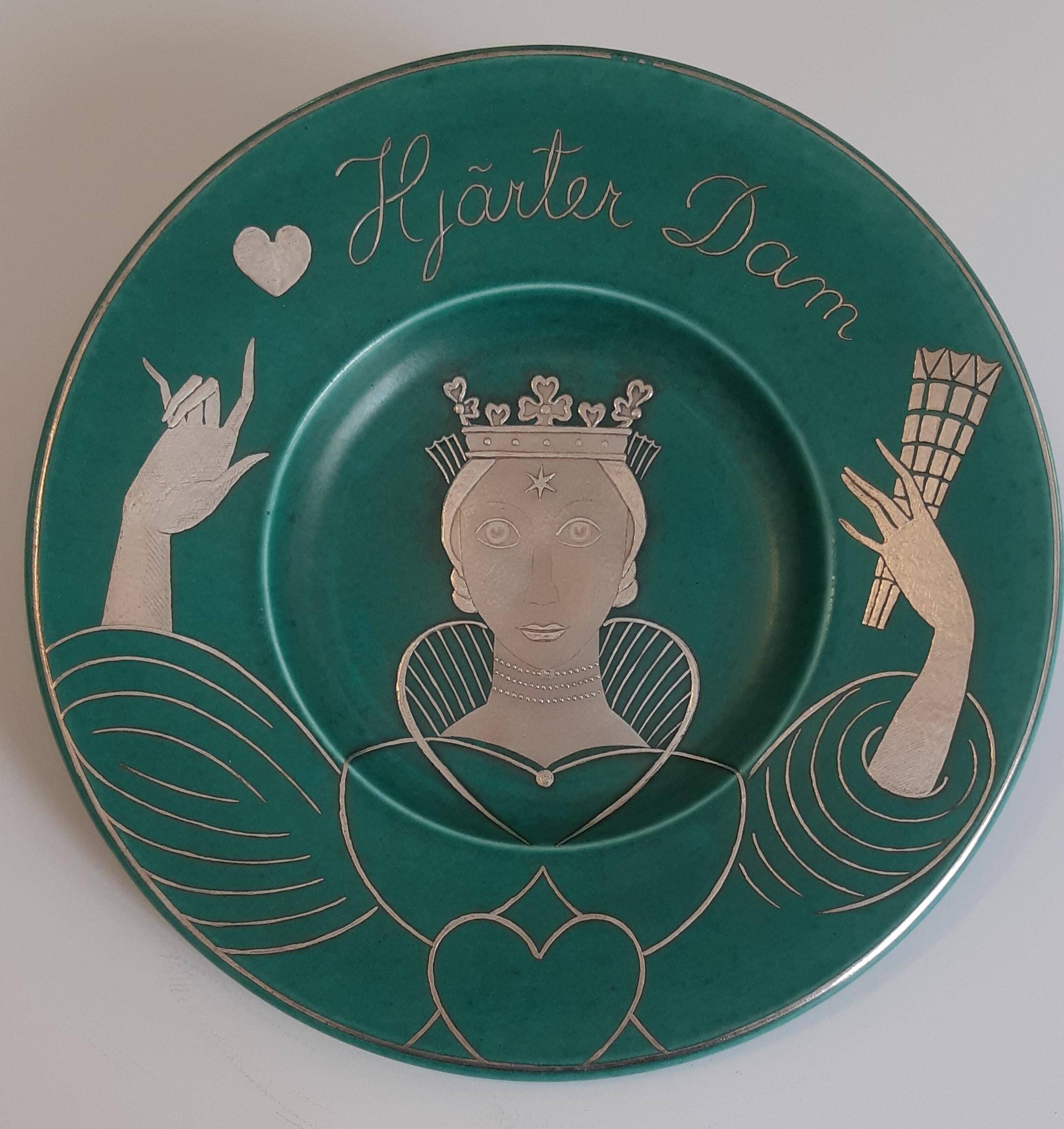Plate Wilhelm Kage "ARGENTA" Gustavsberg Sweden 1940s. Signed