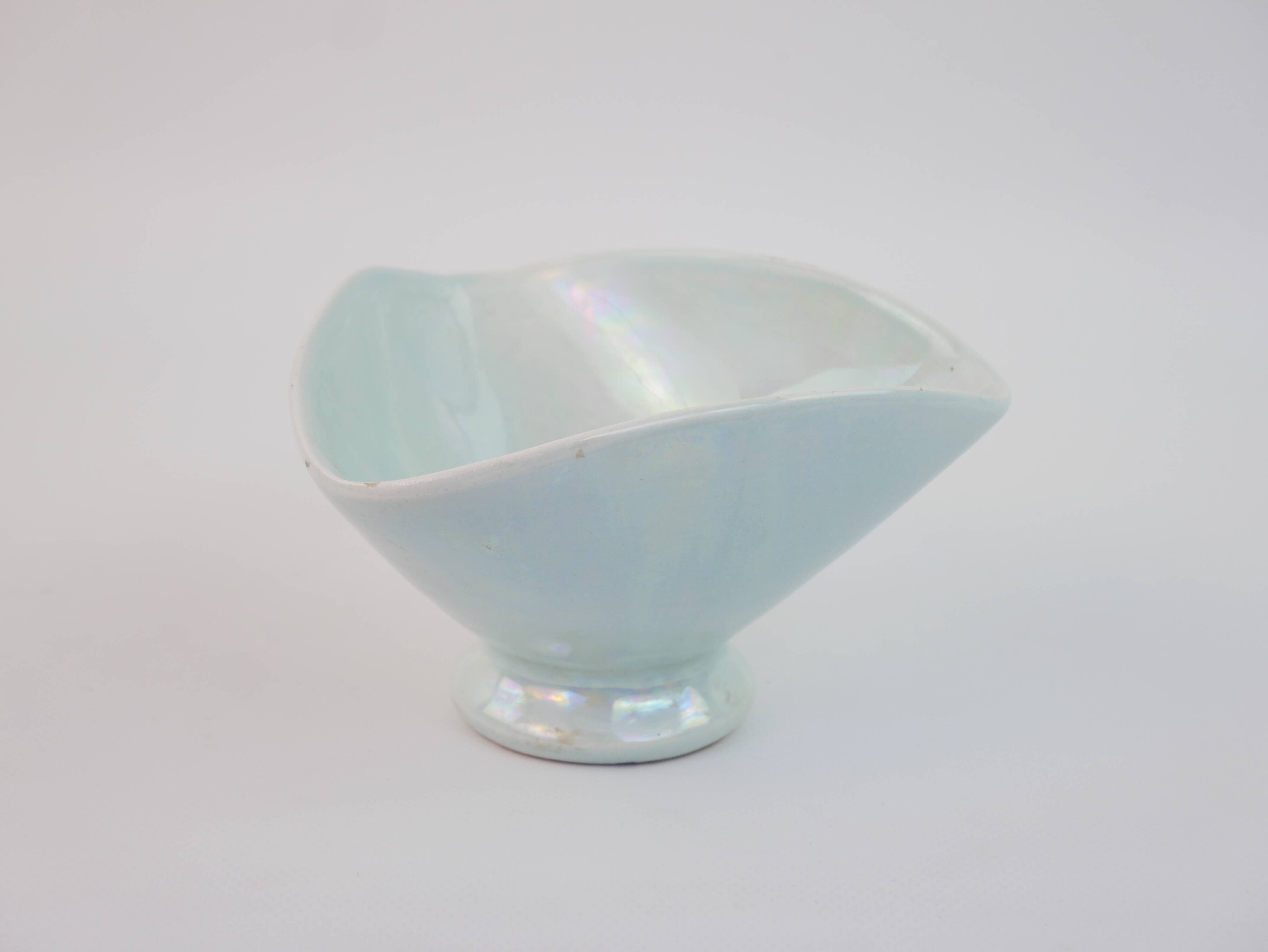 Small bowl or empty pocket in iridescent sky blue ceramic Vallauris circa 1950