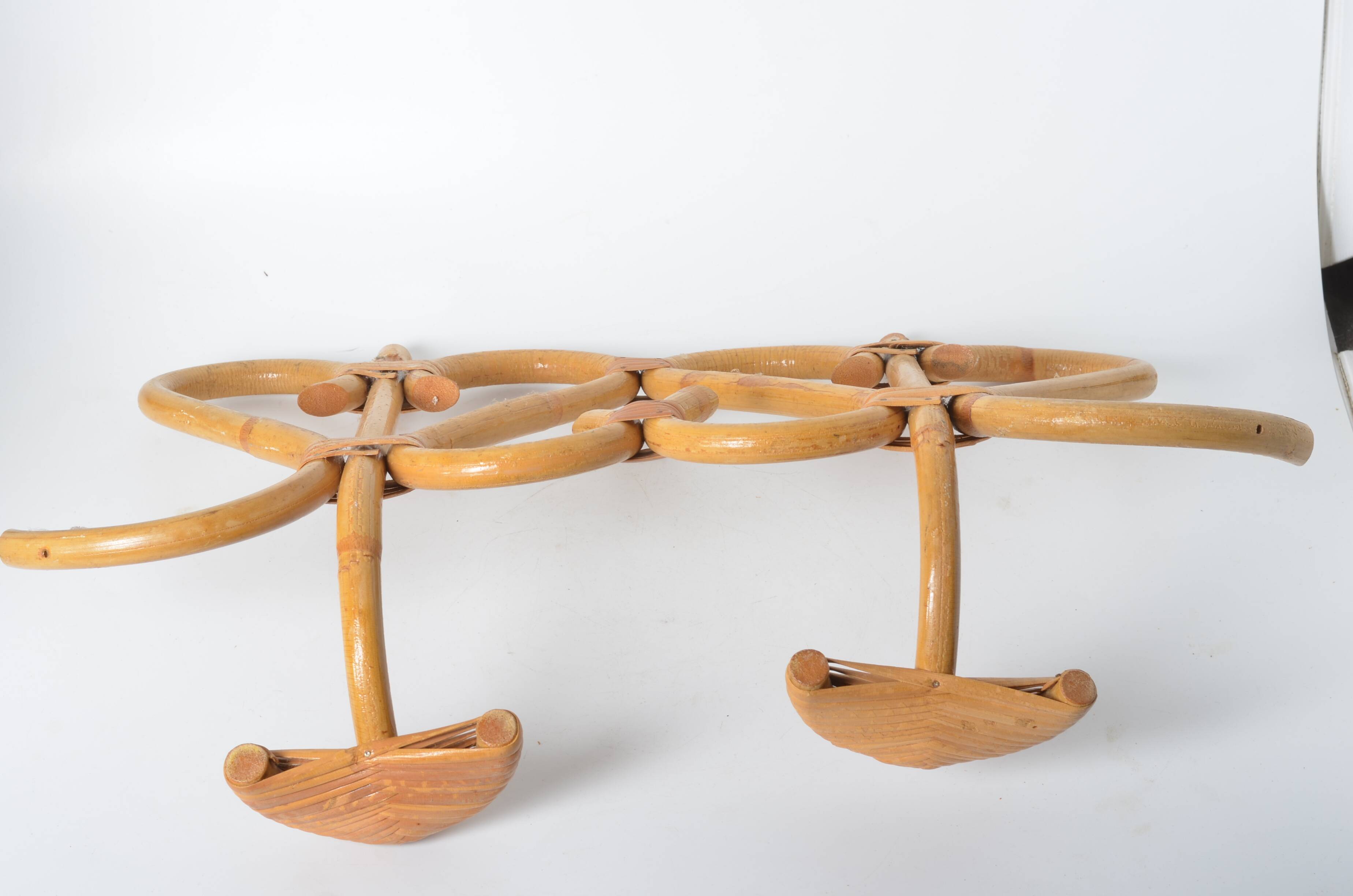 Double rattan coat rack