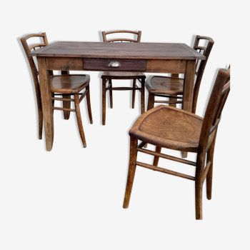 Ensemble table de cuisine et 4 chaises bistrot Luterna