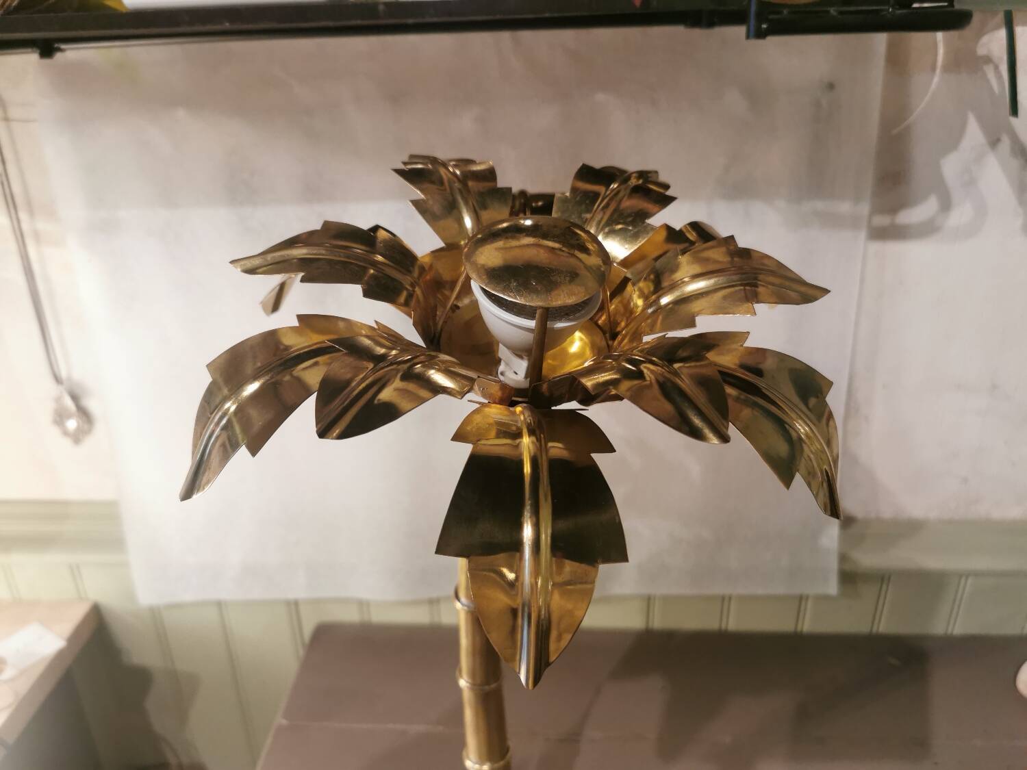 Solid brass palm tree lamp
