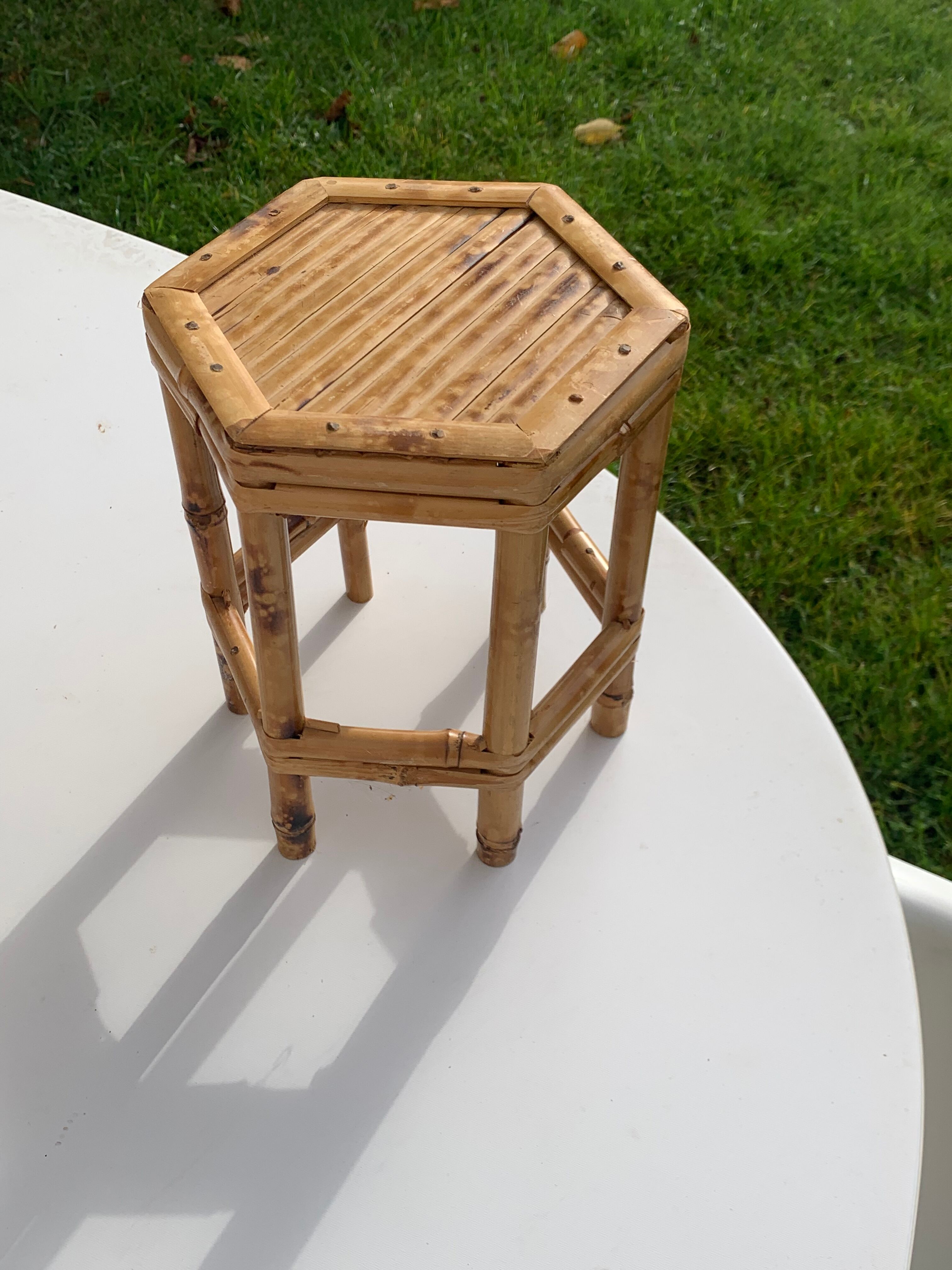 Pair of side tables in bamboo