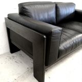 Bastiano by Afra and Tobia Scarpa edition Knoll 60s black leather sofa