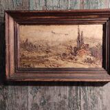 French vintage oil painting, signed Font