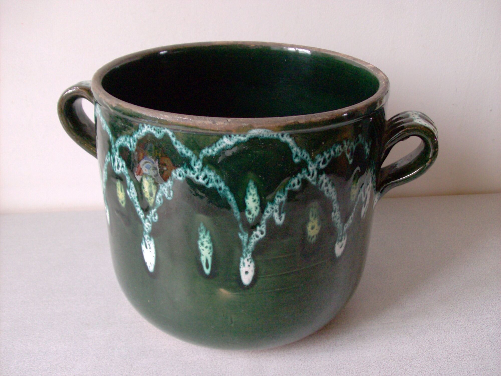 Old glazed terracotta planter Made in France winter garden garden decor