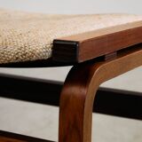 Mid-Century Bentwood Chair Set in Stained Beech with Wool Upholstery