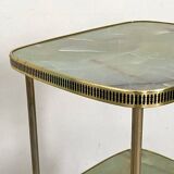 Vintage 50's brass and melamine marble imitation side table