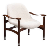 “Tiki” lounge chair in teak and bouclé Busnelli Italy 1960