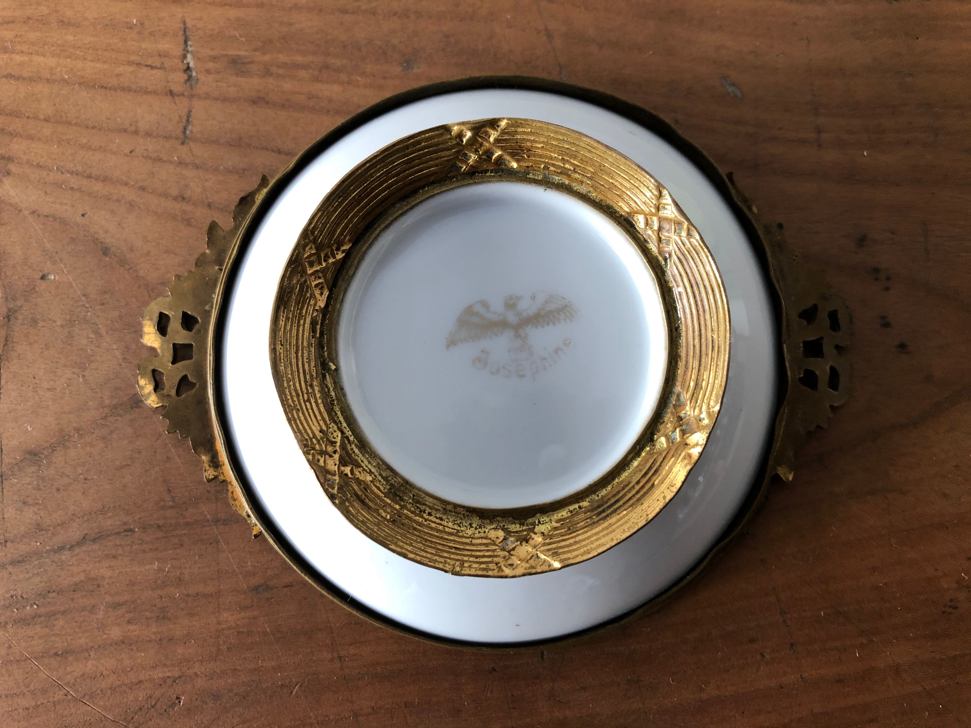Trinket bowl in brass and porcelain from Paris