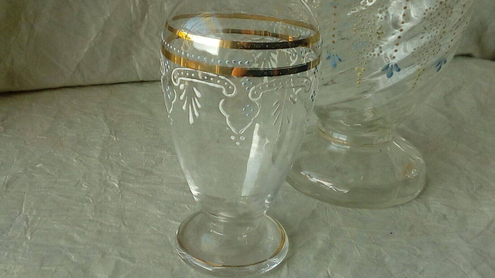 Enameled glass carafes bottles for perfume late 19th century