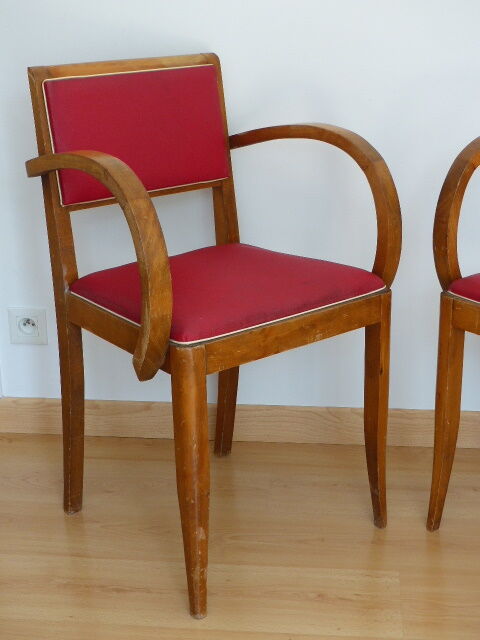Pair of bridge chairs in red skai