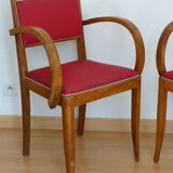 Pair of bridge chairs in red skai