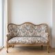 Classic wooden and floral fabric sofa bench